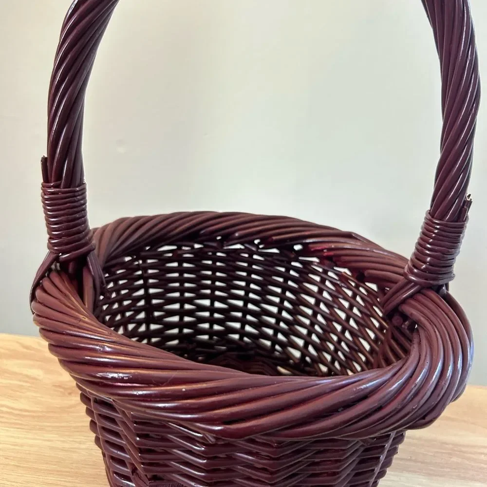 Woven Round Handle Basket - Deep Brown